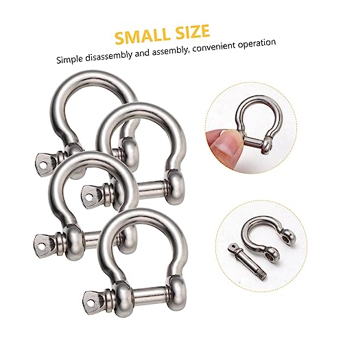 CHILDWEET 4pcs Bow Buckle Heavy Duty Load Clamp Anchor Heavy Duty Clothes Hanger Rack Lifting Shackle Lock Off Road Accessories Winch Shackle Chains Hook Swivel Pin Silver Stainless Steel