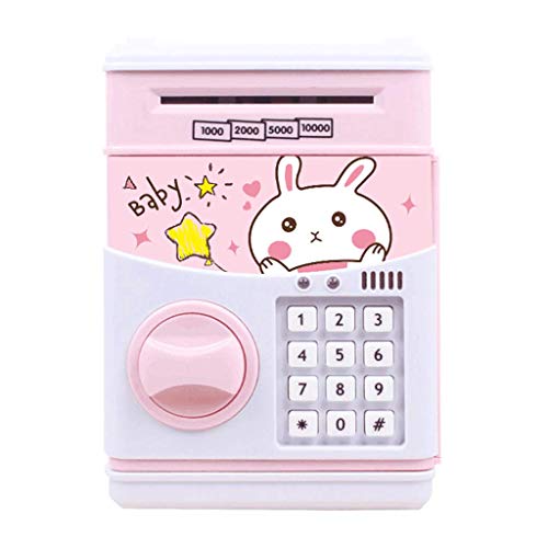 Electronic Piggy Bank for Kids Cash Coin Cartoon ATM Money Saver Coin Bank for Kids with Password & Music Great Gift Toy for Kids Children (Pink)