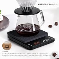 Bagail Digitale Kaffeewaage mit Timer 0,1 g Hochpräzise Elektronische Küchenwaage mit Großem Display und Automatischer Tarierung, Wiederaufladbare Waage für Filterkaffee, Max. Gewicht 3 Kg – Ansicht 4