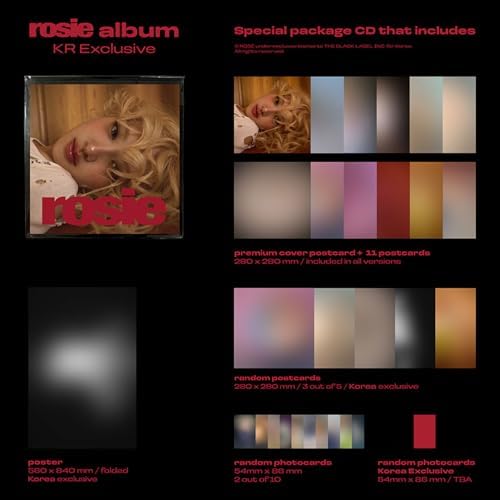 ROSE - first studio album [rosie] (KR Exclusive) Out Sleeve + CD-R + Premium Cover Postcard + Postcard + Photocards + Poster + 2 Extra Photocards image 4