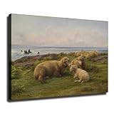 Rosa Bonheur Sheep By The Sea Poster Canvas Print HD Photo Wall Art Home Living Room Bedroom Cafe Office Modern Background Decoration (12x18inch Unframed)
