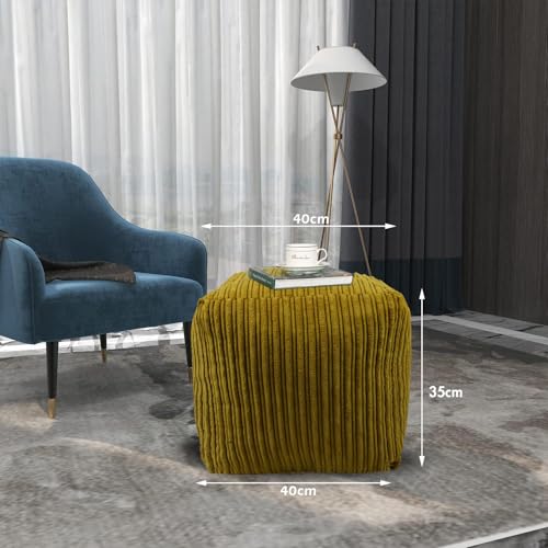 Jumbo Cord Footstool Bean Bags | Corduroy Ottoman Footrest Modern Home Living Room Bedroom Stylish & Durable Ergonomic Design | Jumbo Cord Foot Rest Pouffe (Mustard, Square (40cm x 40cm x 35cm))
