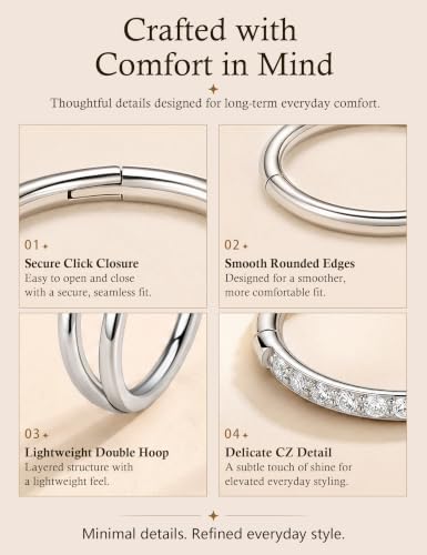 SZGCSP Titanium Nose Ring Hoop Set - 3 Styles 18G Nose Rings for Women Men - 5