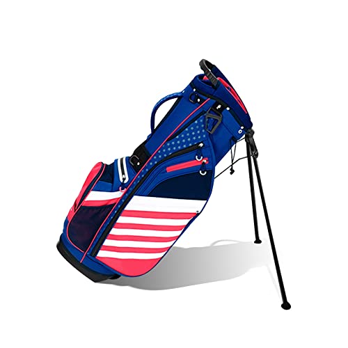 BOBOPRO Golf Stand Bag, Lightweight 14 Way Top Dividers Golf Carry Bag with 8 Pockets, USA Stars & Stripes Golf Bag for Golf Club Golf Cart for Men & Women