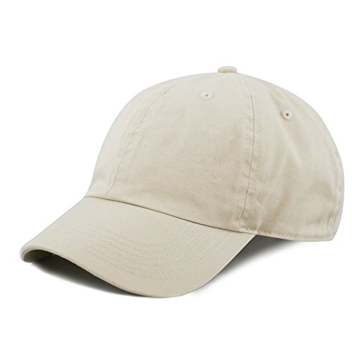 The Hat Depot Kids Washed Low Profile Cotton and Denim Plain Baseball Cap Hat (2-5 yrs, Putty)