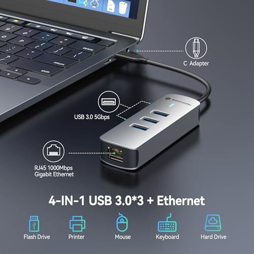 Adaptateur USB-C vers Ethernet hub USB 3.0 Windows Mac OS Linux