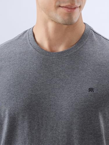 Image of Raymond Men Regular Fit Solid Pattern Pure Cotton Crew Neck Half Sleeve Casual T-Shirt