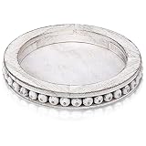 Kitchen Trays for Counter Decorative Round Rustic Wood Beaded Tray Wood Farmhouse Tray Circular Tray