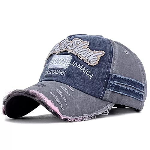 Image of 1969 Denim Washed Stylish Cap for Men Women with Brim (Fit to Head Size - Approx 54CM to 60CM)