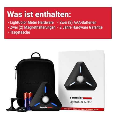 Datacolor LightColor Meter – Bluetooth-fähiges Licht- & Farbtemperaturmessgerät für Fotografie, Video & Kinematografie – Kontinuierliche Echtzeit-Datenübertragung – Tragbar, kompakt & stoßfest