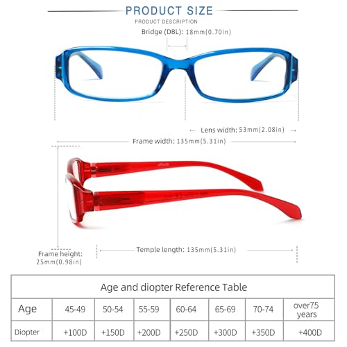 Image of Henotin 6 Pack Reading Glasses for Women, Blue Light Blocking Pattern Print Readers, Spring Hinge Computer Eyeglasses (Multi-Color-C, 0.75, x)