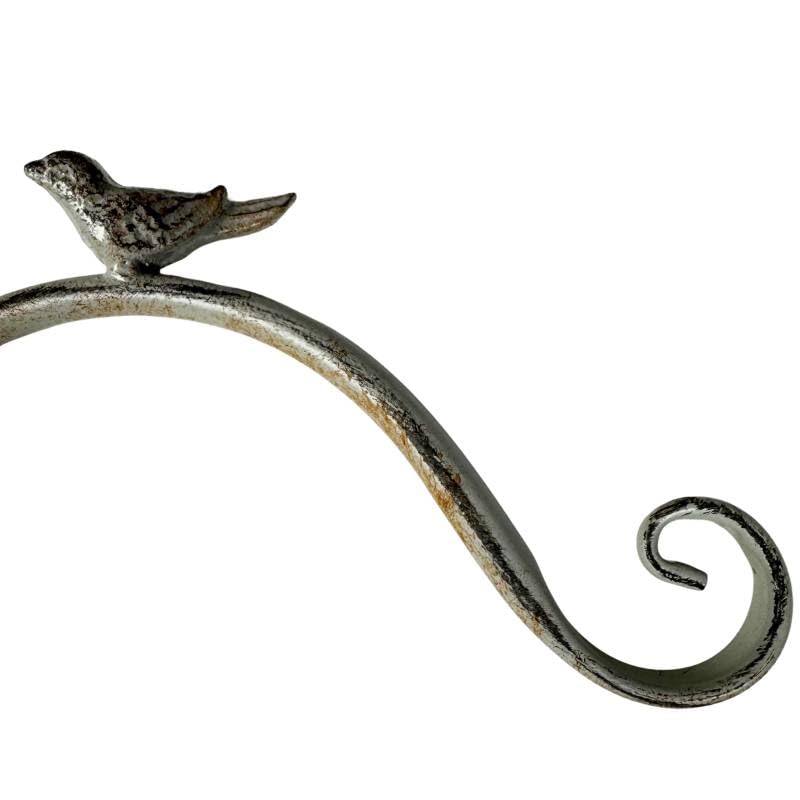 Grand Tuteur à Plante Lanterne Pic de Jardin avec Double Potence en Acier Patiné Gris 7x44,5x180cm