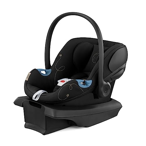 Image of Cybex Aton G Infant Car Seat with Linear Side-Impact Protection, 11-Position Adjustable Headrest, in-Shell Ventilation, Easy-in Buckle and Secure Safelock Base, Moon Black