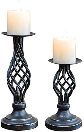 Retro Iron Decorative Candle Holder for Birthday Party,Wedding,Valentine's Day Set of 2 Candlestick Holders for Candlelight Dinner Home Gift for Girl 4.5”*8”,4.5”*11”(Metal Candle Stand)