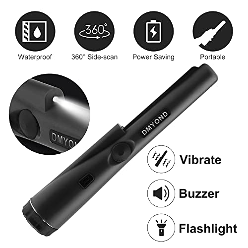 Dmyond Metal Detector Pinpointer, Professional Waterproof Handheld Pin Pointer Wand, Search Treasure Pinpointing Finder Probe with 9V Battery for Adults, Kids - Black - Thumbnail 5