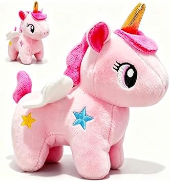 JIAHO Unicorn Stuffed Animal Cute Plushies for Girls, Boys and Babies, Unicorn Plush Toys with Wings, Small Stuffed Animals for Kids Party Favors, Carnival Prizes, Decorations - Pink Unicorn Plushies