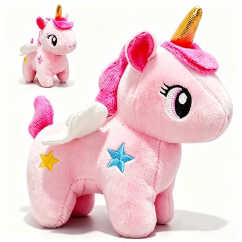 JIAHO Unicorn Stuffed Animal Cute Plushies for Girls, Boys and Babies, Unicorn Plush Toys with Wings, Small Stuffed Animals for Kids Party Favors, Carnival Prizes, Decorations - Pink Unicorn Plushies