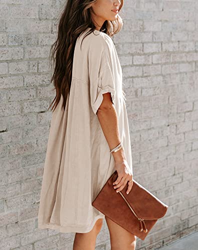 Minclouse Women's Babydoll Short Sleeve Tunic Dress V Neck Cute Casual Loose Dresses2