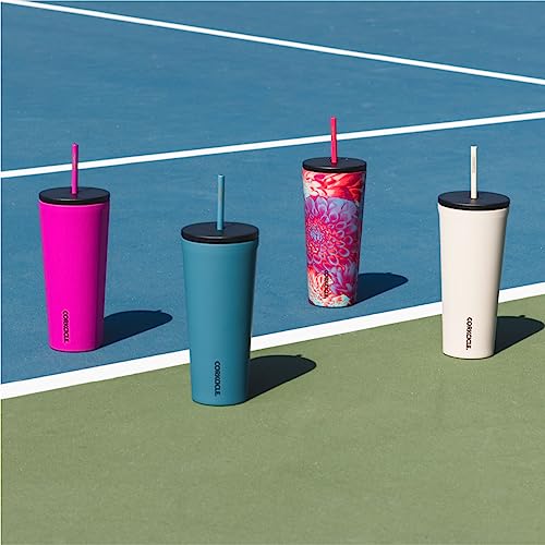 Corkcicle Tumbler With Straw And Lid, Reusable Water Bottle, Triple Insulated Stainless Steel Travel Mug, Bpa Free, Keeps Beverages Cold For 12 Hours And Hot For 5 Hours, Dopamine Floral, 24 Oz #TOP5
