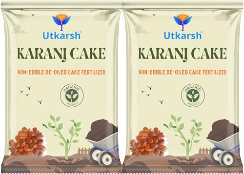 Image of Utkarsh Karanj Cake | Pongamia Cake Khali | Organic Fertilizers Manure for Gardening, All Types of Plants, Flowers, Vegetables & Lawn- (1.8 Kg; Pack of 2 of 900 gm)