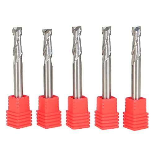 Image of 1 /4 Inch Milling Cutter 2 Slot Carbide End Milling Cutter Applicable to Aluminum Cutting of Non-Ferrous Metals Up-Cutting 5 Pieces
