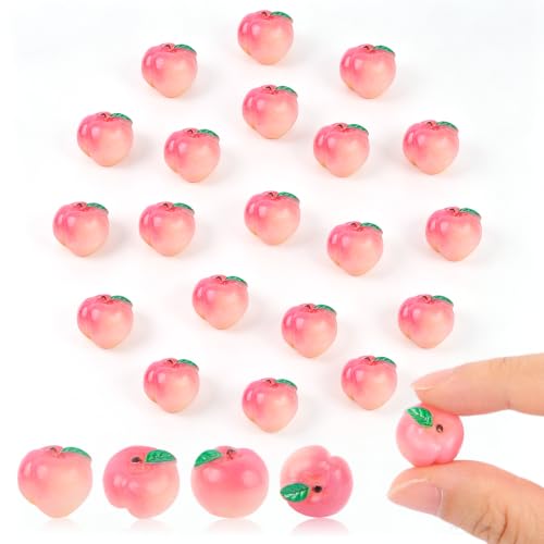 20PCS 3D Tiny Peach for Dollhouse Mini Things for Micro Fairy Garden