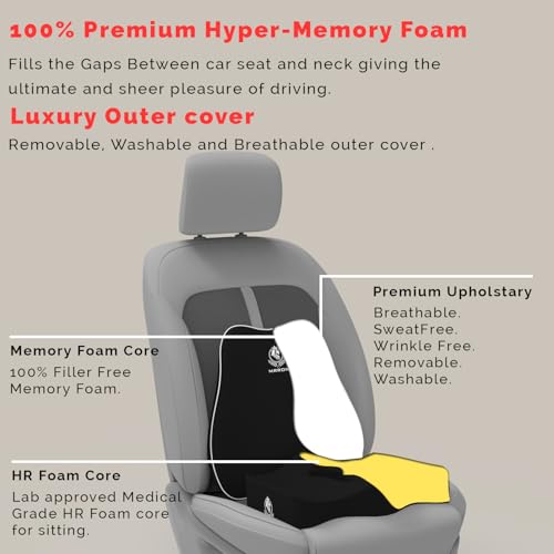 Image of MRRON Car Comfort Combo | Memory Foam Backrest & Wedge Seat Cushion Combo of 2 | Orthopedic Support for Back, Tailbone, Sciatica | Ergonomic Comfort for Car, Office| Posture Correction | Universal Fit