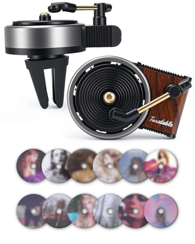 Record Player Air Freshener Car Diffuser Vent clip 12pcs Refillable Car Air Freshener with Pop Singer Album Covers Vintage Vinyl Air Freshener Car Decor Perfect Music Lovers Gifts