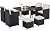 Yaheetech 9-Piece Patio Dining Sets, Outdoor Space Saving Rattan Chairs with Glass Table, Wicker Sectional Conversation Furniture Set with Removeable Cushions, Black/Beige