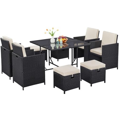Yaheetech Outdoor Rattan Dining Set for Patios