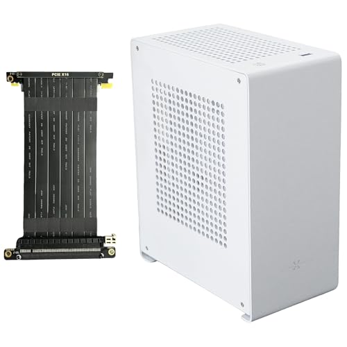 ZZEW A1P Mini-ITX Case, Micro ITX PC Case, Mini Computer Case in White Color, Full Aluminum Small Gaming Case with 3.0 Dual Reverse PCI Riser Cable