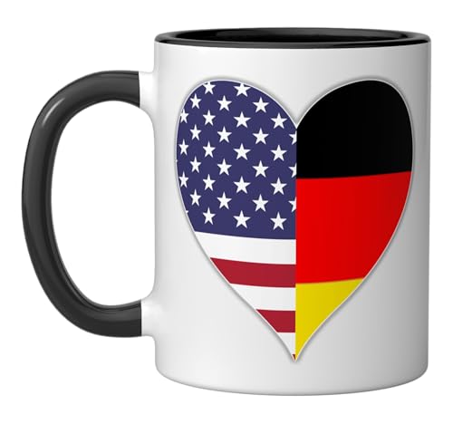 Taza Germany USA Corazón con bandera, Cerámica miniatura 1