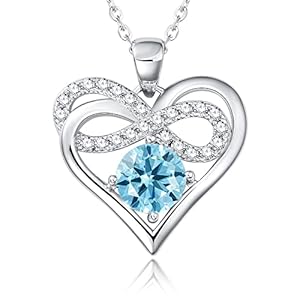 Birthstone Infinity Heart Pendant Necklace for Women – Sterling Silver Heart Pendant, Perfect Anniversary, Birthday, or ‘I Love You’ Gift for Wife or Girlfriend, Timeless Jewelry She’ll Adore