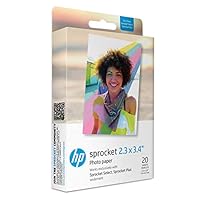 HP Sprocket 2.3 x 3.4" Premium Zink Sticky Back Photo Paper (20 Sheets) Compatible with HP Sprocket Select and Plus Printers.