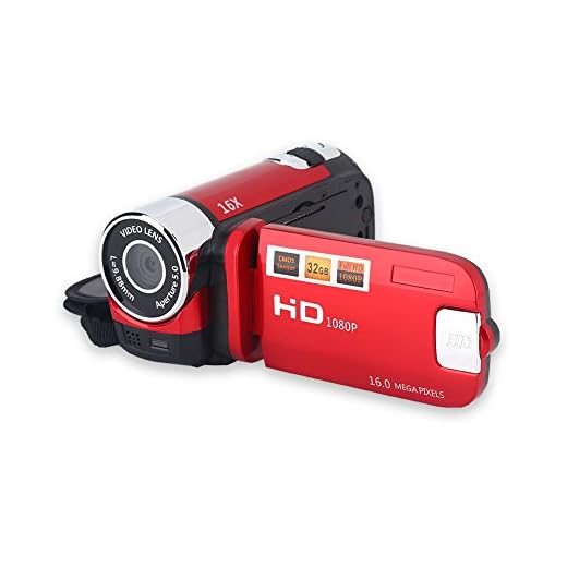 Goshyda Videocámara Digital, portátil 2.7inch 270 ° Rotación 720p 16 Veces Zoom Digital Cámara de Video DV para Uso doméstico/Viajes(Rojo)