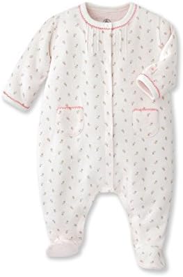 Petit Bateau Baby Girls' Newborn Floral Print Front Snap Footie