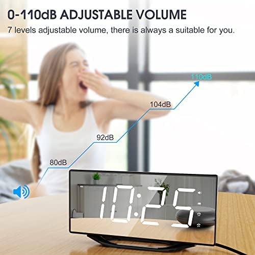 Mesqool Digital Vibrating Alarm Clock for Kids/Heavy Sleepers, Loud Alarm Clock with Bed Shaker, 8.7" LED Display Alarm Clock Bedside, Battery Backup, 7 Levels Volume & Brightness, Snooze, 12/24H DST