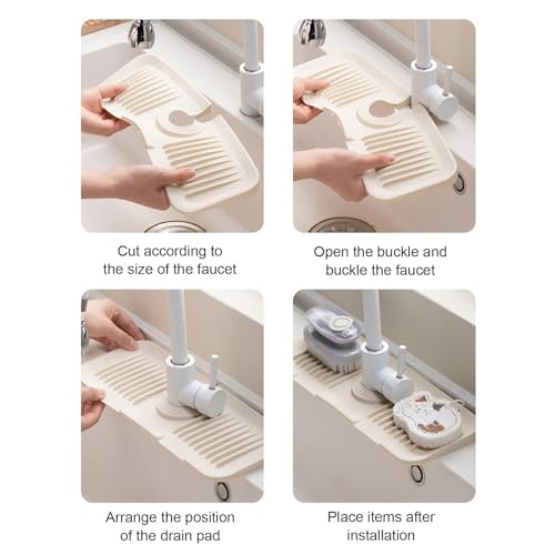 Protector de salpicaduras para grifo de 5.5x15": bandeja escurridora antimoho para fregaderos 8