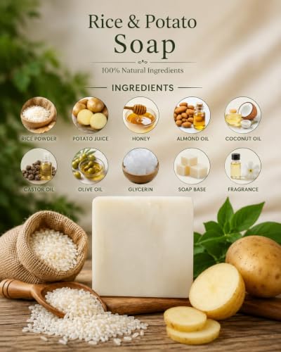 Image of Sunflower Natural Rice Potato Bath Soap Made With Rice And Potato Natural Ingredients For Skin Brightning,Dark Spot Removal,Improve Skin Tone - All Skin Types. 90 Grams