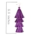 ELEARD Tassel Earrings Tiered Thread Tassel Dangle Earrings Statement Layered Tassel Drop Earrings (Purple)