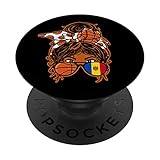 Moldawien Basketball-Fan-Trikot für Dutt und Mädchen, Braun PopSockets mit austauschbarem PopGrip