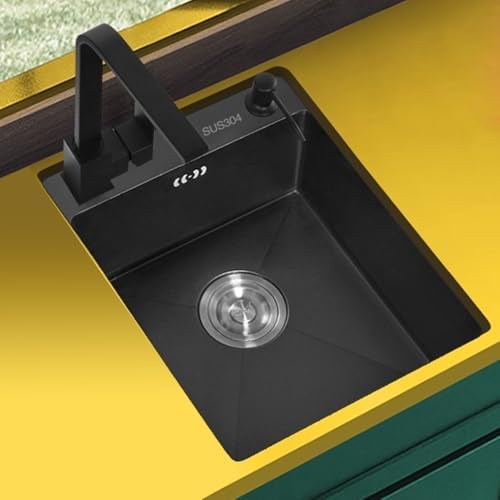 304 Stainless Steel Square Bar Sink with Soap Dispenser - Compact 38x30cm Kitchen Dishwashing Sink for Home, Durable, Stylish, Space-Saving Design, Easy to Clean