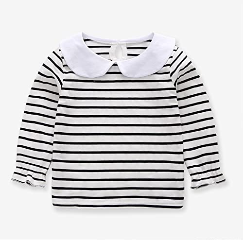 Image of Baby Girl Kids Blouses Long Sleeves Solid Color Doll Collar T-Shirt Top Bottom