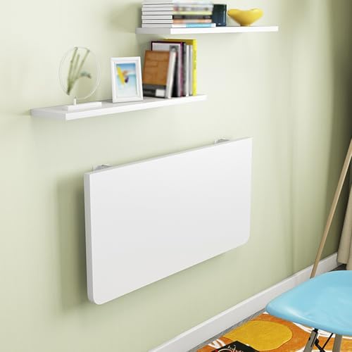 Table murale pliante 120x30 cm blanc pour bureau suspendu compact - 3