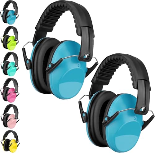 Beedove Kids Ear Muffs Hearing Protection, 2 Packs SNR 27DB Foldable & Adjustable Safety Noise Cancelling Ear Muffs Noise Blocking Children Earmuffs for Sleeping, Studying, Shootingï¼ˆBlueï¼‰