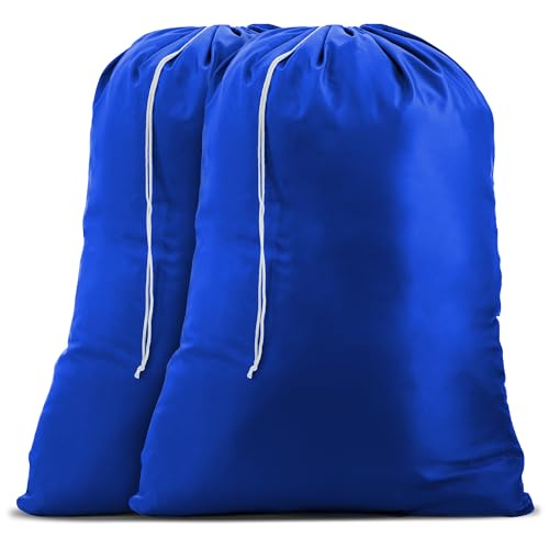 Handy Laundry Nylon XL - Large Capacity with Locking Drawstring, Machine Washable, Fits Laundry Baskets or Hampers, Holds 3 Loads of Clothes - Royal Blue (Pack of 2)
