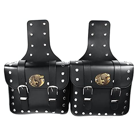 Anzene 1 Pair Universal Motorcycle Saddlebags Side Tool Pouch PU Leather Luggage Storage Bags Saddle Bags Cover
