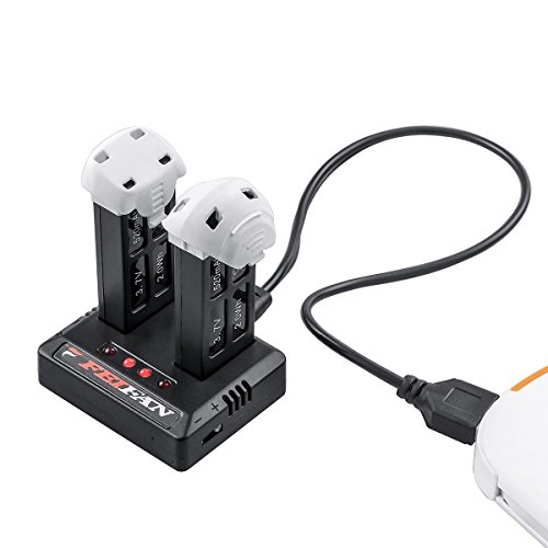 FeiFan 2-in-1 USB Battery Charger for Hubsan X4 Cam Plus H107C+, H107D+ Plus FPV Drone Syma X5C Quadcopter External Charging Spare Parts (Without Battery)