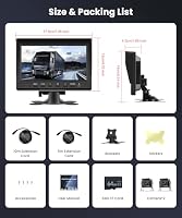 VECHTEL 2*Rückfahrkamerakabel mit 7"-Monitor, Einparkhilfe, 18-LED-Rückfahrkamera, Nachtsicht/IP68 wasserdicht für SUVs, Loop-Videoaufzeichnung mit 64-GB-SD-Karte, 12–24 V DC – Ansicht 7
