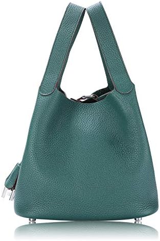 Women's Tote Bag Genuine Togo Leather Bucket Handbag Padlock Purse for Lady